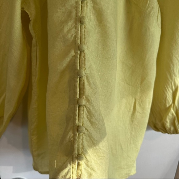 Anthropologie Maeve The Audie Linen Puff Sleeve Blouse. Size: Small. Yellow. - Picture 3 of 7